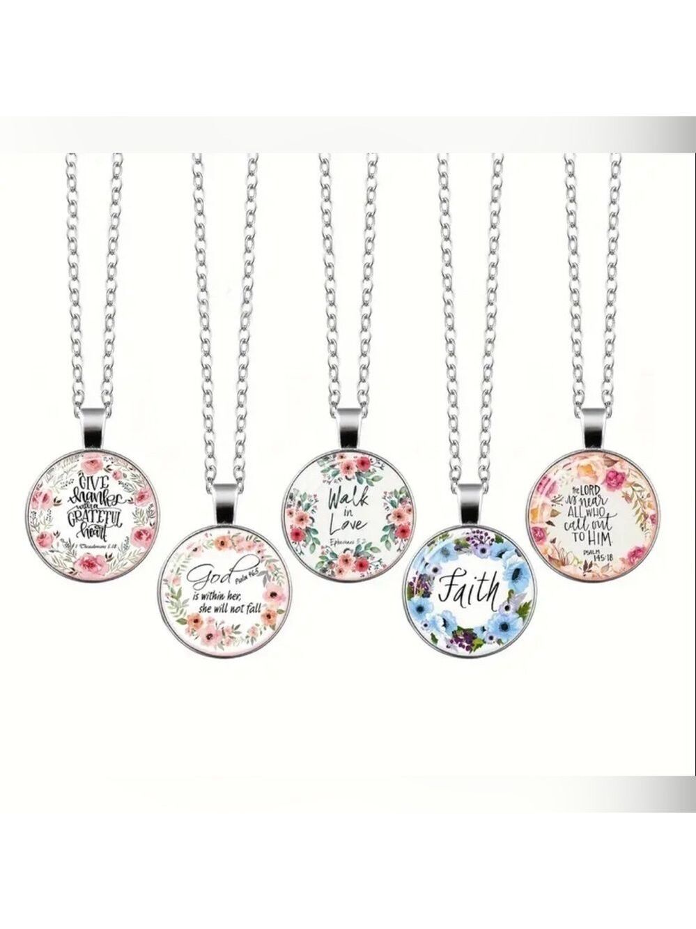 Bible Verse Glass Pendant Necklace NIP